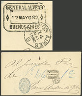 ARGENTINA: Official Entire Letter Sent To Giles On 12/MAY/1880, With The Very Rare Rectangular Datestamp Of GENERAL ALVE - Briefe U. Dokumente