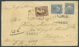 ARGENTINA: RARE DESTINATION: Registered Cover Sent From Buenos Aires To Canada On 7/JA/1887 Franked With 28c. (GJ.79 X2  - Covers & Documents