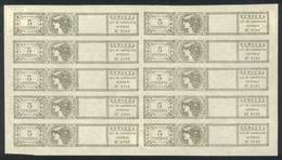 ARGENTINA: BEER: Revenue Tamp Of 5c., PROOF Printed In Gray, Complete Mini-sheet Of 10, VF! - Autres & Non Classés