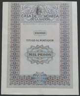 ARGENTINA: Proof Of A Bearer Bond Printed By Casa De Moneda, Circa 1950, Very Nice! - Otros & Sin Clasificación