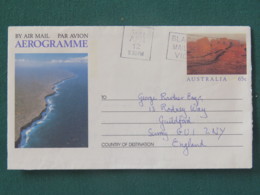 Australia 1991 Aerogramme To England - Mountains - Coast - Briefe U. Dokumente