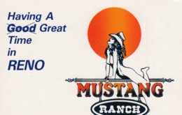 Reno Nevada, Mustang Ranch Brothel Advertisement, C1980s Vintage Postcard - Reno