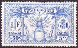 NEW HEBRIDES 1925 5d (50c) Ultramarine SG47 FU - Gebruikt