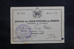 FRANCE - Carte De L' Amicale  Des Sous Officiers De Réserve D'Epernay En 1939 - L 35638 - Vlaggen