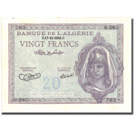 Billet, Algeria, 20 Francs, 1943, 1943-11-17, KM:92a, TTB+ - Algeria