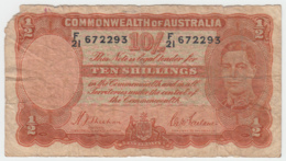 Australia 10 Shillings 1939 Good P 25a 25 A - 1933-39