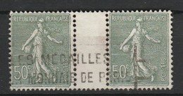 FRANCE TYPE SEMEUSE LIGNEE 1924-32 YT N° 198 Obl. AVEC PONT - 1903-60 Säerin, Untergrund Schraffiert