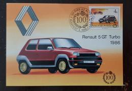 HONGRIE Automobiles, Autos, Voitures, Cars, Coches. Carte Maximum 1er Jour RENAULT 5 GT TURBO 1986 - Voitures