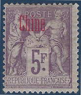France Colonies Chine Française N°16a* Surcharge Carmin TTB & RR Signé Calves - Unused Stamps