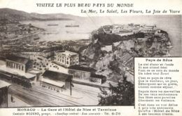 N°74568 -cpa Monaco -la Gare Et L'hôtel De Nice Et Terminus- - Hoteles