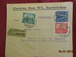 Lettre En Recommandé De 1926 De Saarbrücken à Destination De Lauterbourg - Brieven En Documenten