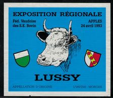 Etiquette De Vin // Lussy, Exposition Régionale Des SE Bovin Apples - Cows