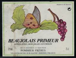 Etiquette De Vin // Beaujolais Primeur, Papillon - Farfalle