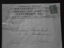 FRANCE TIMBRE 130 SEMEUSE LETTRE ENVELOPPE PLI COURRIER FLAMME KRAG PARIS  JEUX OLYMPIQUES JO 1924 FONDERIE TAUPINARD - Sommer 1924: Paris