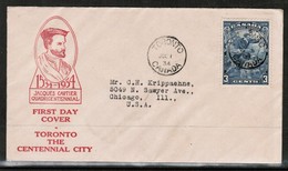 CANADA   Scott # 208 ON FIRST DAY COVER To U.S.A. (JUL/1/34)---SCARCE (OS-484) - ....-1951