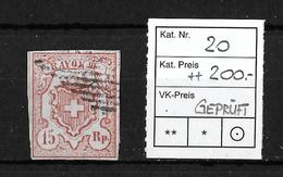 1852 RAYON III → Grosse Wertziffer SBK-20 / Vollrandig Mit Schwarzer Raute, Geprüft! - 1843-1852 Timbres Cantonaux Et  Fédéraux