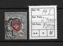 1850 POSTE LOCALE → Mit Kreuzeinfassung, SBK-14I, Type 31 Mit Schw. Zürcher Rosette, Versch. Rotdruck ►RAR◄ - 1843-1852 Kantonalmarken Und Bundesmarken