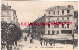 03- VICHY - PLACE DES QUATRE CHEMINS ET RUE DE PARIS-CIGARETTES XANTHIA -CAFE DU PETIT TONNEAU  -    ALLIER - Vichy