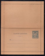 TYPE SAGE 15 C. BLEU / 1886 CARTE LETTRE SANS AVIS  - PIQUAGE A / COTE 45.00 EUROS (ref LE3568) - Tarjetas Cartas