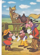 WALT DISNEY   Mickey Mouse  Minnie Goofy Horse Old Cpa. 1970 - Disneyland