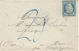 17 Févr. 1871 -enveloppe De Paris R. D'Enghien Affr. N°37 Pour MERU ( Oise ) Occupation Prussienne - Taxe Allemande 20 - Guerre De 1870