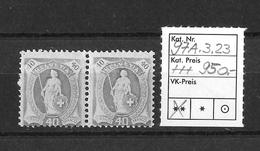 1882 - 1906 STEHENDE HELVETIA Gezähnt →  SBK- 2 X 97A* / Abart 3.23 Fehlendes Diadem & Retouche    ►RAR◄ - Unused Stamps