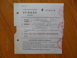 ESTONIA 1940 TALLINN RATION CARD SUGAR Lit.A   ,0 - Estonia