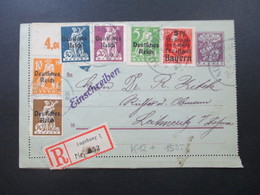 Bayern 1920 Kartenbrief K12 Mit 11 Zusatzfrankaturen MiF Deutsches Reich / Bayern Abschied Nr. 120 Oberrand Einschreiben - Enteros Postales