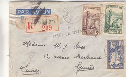 Côte D' Ivoire - Lettre Recom De 1938 - Oblit Sassandra - Exp Vers Genève - Cachets De Abidjan - Griffe Après Le Départ - Covers & Documents