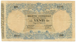 20 LIRE BIGLIETTO CONSORZIALE REGNO D'ITALIA 30/04/1874 BB - Biglietto Consorziale