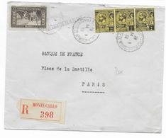 MONACO - 1939 - ENVELOPPE RECOMMANDEE De MONTE CARLO => PARIS - Briefe U. Dokumente