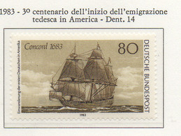 PIA - GERMANIA :1983 : 3° Centenario Dell'inizio Dell' Emigrazione Tedesca In America - Nave Concord Del 1683 - (Yv1012) - Schiffahrt