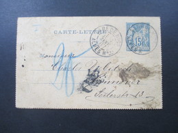 Frankreich 1887 Kartenbrief Nizza Grand Hotel Milliet Nice Nach Hannover Mit London Stempel / Nachporto Stempel - Kaartbrieven