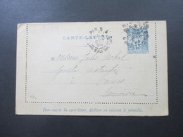 Frankreich 1894 Kartenbrief Poste Restante Ship Letter ?! Nach Tunis - Cartes-lettres