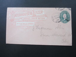 USA 1899 GA Umschlag Mit Privatem Firmendruck Waterhouse & Lester Carriage & Wagon Material San Francisco - Storia Postale