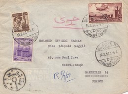 LETTRE COVER EGYPTE. RECOMMANDE PROVISOIRE LE CAIRE POUR MARSEILLE. AIR MAIL - Lettres & Documents