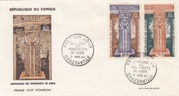 REPUBLIQUE DU CONGO- FDC SAUVEGARDE DES MONUMENTS DE NUBIE 9.3.1964 BRAZZAVILLE 10f+5f  25f+5f  / 2 - FDC