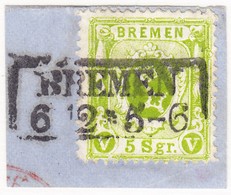 1866 5 Sgr. Gezähnt Auf Kleinem Briefstück Mit Stempel : Bremen - Bremen