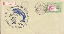 POLAR PHILATELY, PHILATELIC EXHIBITION, WHALE, ESKIMO, REGISTERED SPECIAL COVER, 1986, ROMANIA - Events & Gedenkfeiern