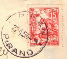 SLOVENIA - TRIESTE ZONA B - PIRAN  PIRANO To IZOLA  - STT VUJNA - AGRO SUNFLOWER - 22. 4.1954. - Storia Postale