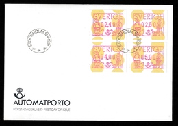 SWEDEN 1991 Automatporto / FRAMA Labels: First Day Cover CANCELLED - Machine Labels [ATM]