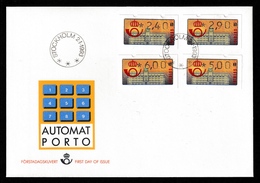 SWEDEN 1993 Klüssendorf Automated Stamps / Automatporto: First Day Cover CANCELLED - Machine Labels [ATM]