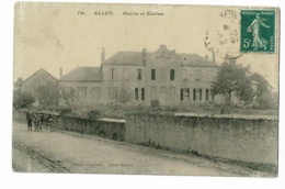 Alluy - Mairie Et Ecoles (animation, Calèche Tirée Par Un âne) Circulé 1908, Cachet "OR" Origine Rurale Au Verso - Other & Unclassified
