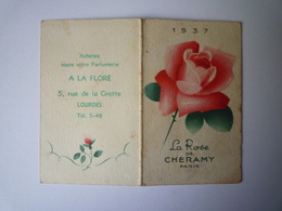 2019 - 1843  Petit Calendrier Parfumé  "La ROSE De CHERAMY Paris "  1937  (5,3 X 8,6cm)  - Anciennes (jusque 1960)