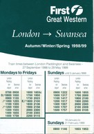 Grossbritannien Eisenbahn First Great Western Fahrplan 1998/1999 London - Swansea - Europa