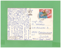 1968 CUBA HAVANA AIR MAIL POSTCARD WITH 1 STAMP TO SWISS - Cartas & Documentos