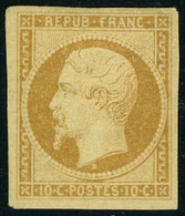 Neuf Avec Charnière N° 9, 10c Bistre, 4 Belles Marges équilibrées, Jolie Nuance, TB, Signé + Certificat Brun - Sonstige & Ohne Zuordnung