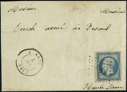 Lettre N° 10, 25c Bleu Présidence Seul Sur L, 4 Grandes Marges Dont Petit Bdf, Superbe - Sonstige & Ohne Zuordnung