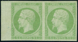 Neuf Avec Charnière N° 12, 5c Vert, Paire Horizontale Bdf, TB, Signé Brun - Otros & Sin Clasificación