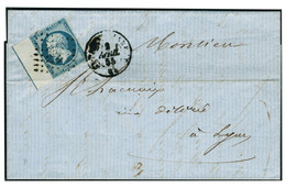 Lettre N°14. 20c Bleu. BdF Avec Filet D'encadrement Oblitéré S/Lettre Pour Lyon. (Pli D'archive S/BdF). T.B. (Cote Maury - Andere & Zonder Classificatie